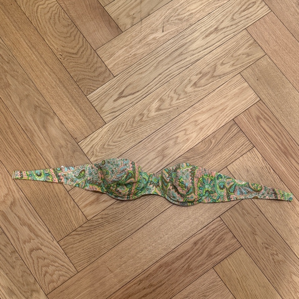 J. Crew Paisley Bikini Top in Green and Pink